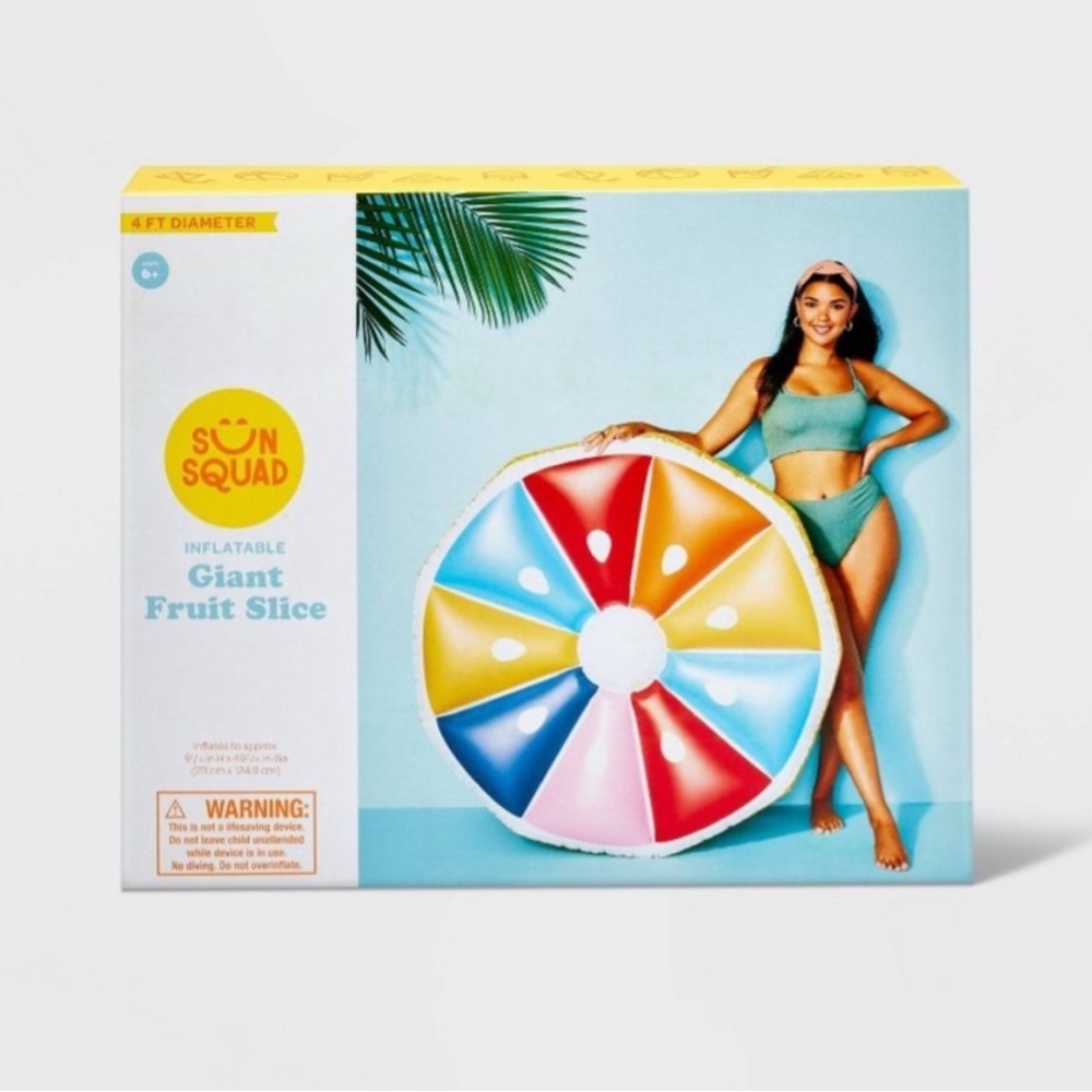 Sun Squad Giant Inflatable Rainbow Fruit Slice Pool Float